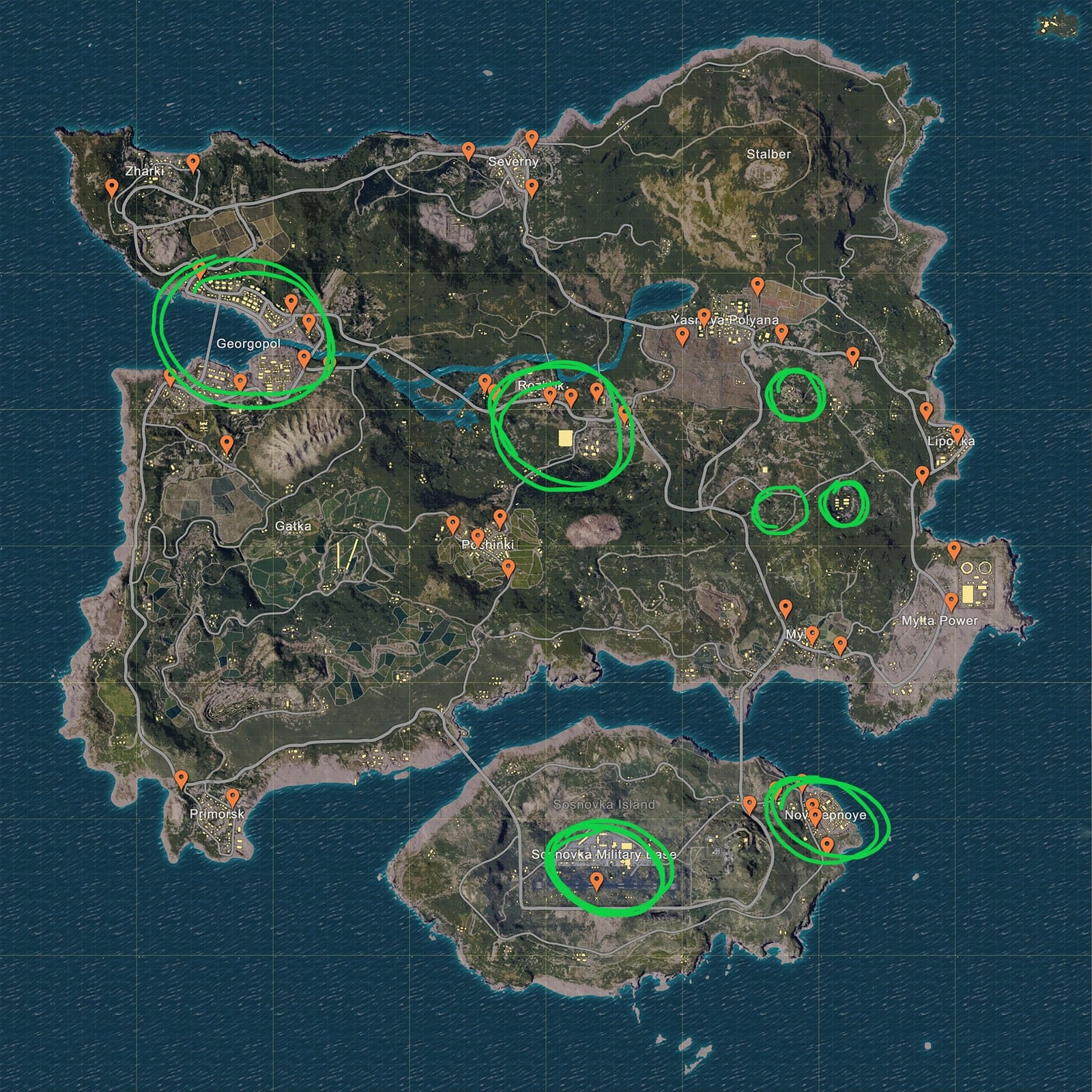 playerunknown's battlegrounds malzeme haritasi (Loot Map)