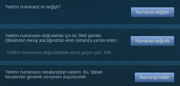 steam telefon numarasi ekleme degistirme