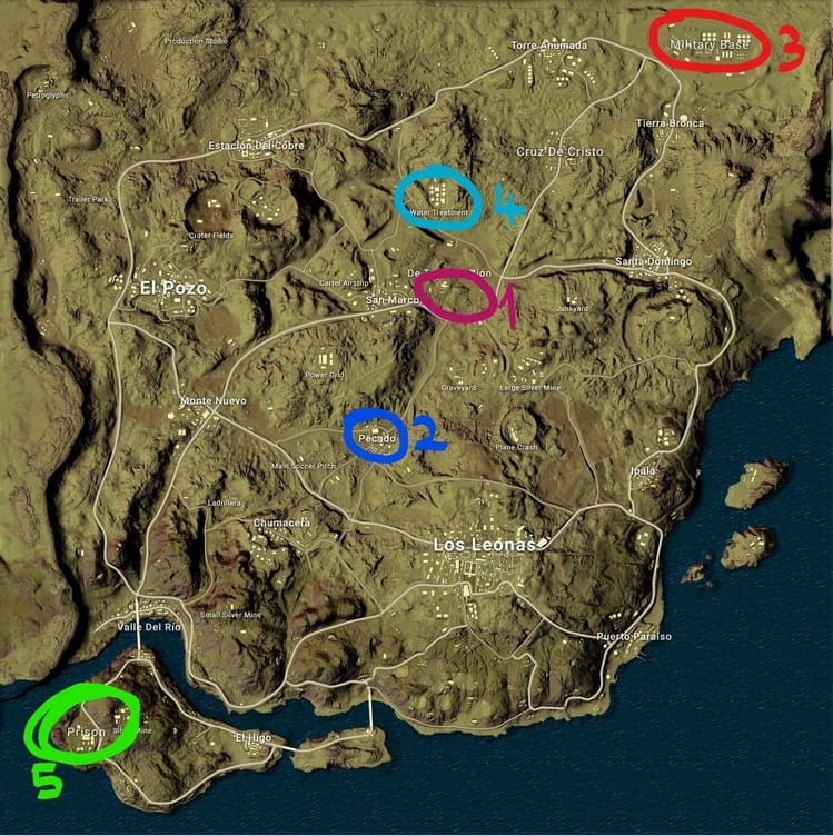 pubg col miramar haritasi loot yerleri